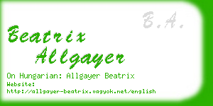 beatrix allgayer business card